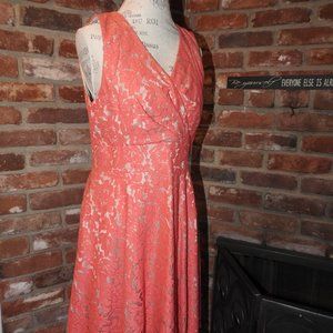 Eliza J. Coral Lacey Dress Sz 12 New!
